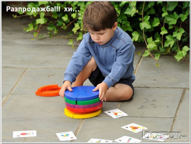 Circleset Montessori Дървени кръгове игра с карти Rainbow Монтесори дървени играчки, снимка 10 - Образователни игри - 18586716