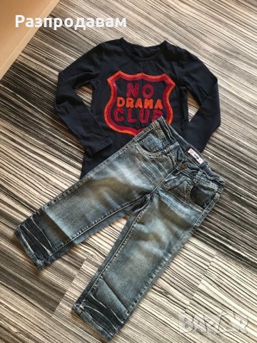 Дънкови бермуди Fox и блузка Esprit, снимка 1 - Детски панталони и дънки - 24441991