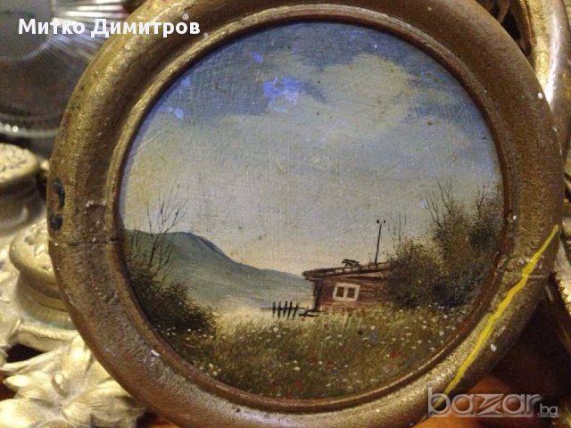 Картина стар малък пейзаж от руски автор-неподписан, снимка 1 - Картини - 10439559