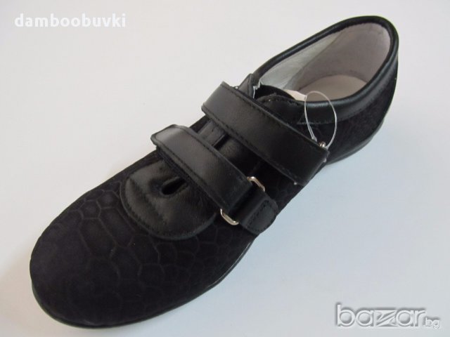Затворени обувки естествена кожа Понки в черно, снимка 3 - Детски маратонки - 17508825