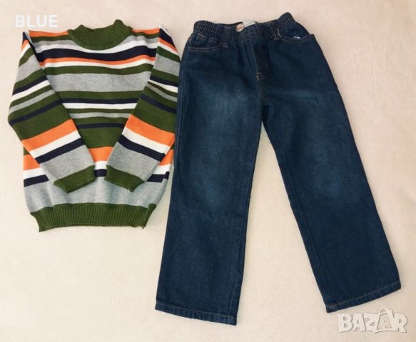 Нов пуловер и дънки с колан 4-5 год., снимка 3 - Детски пуловери и жилетки - 23707670