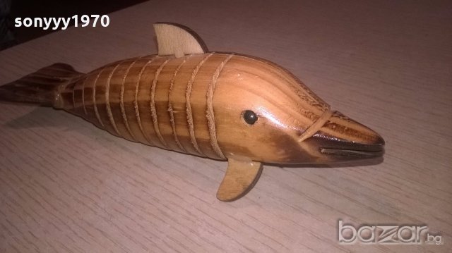 делфин-дървен и лакиран-20х7х7см, снимка 9 - Антикварни и старинни предмети - 18462906