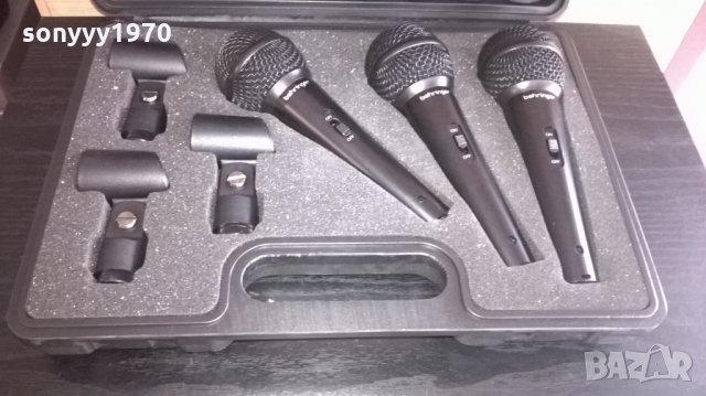 behringer 3бр микрофони в куфар-внос швеицария