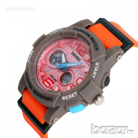 Skmei нов младежки часовник в свежи цветове оранжево розово, снимка 2 - Други - 20247765