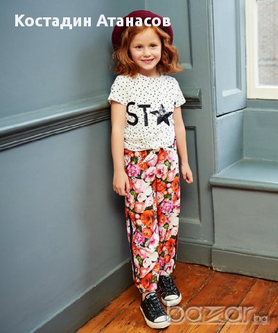 Baby K флорален дизайнерски летен панталон 5-6 години, снимка 4 - Детски панталони и дънки - 17973597