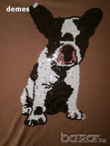 Ефектна дамска блуза с апликация в шоколодов цвят размер М , снимка 3 - Блузи с дълъг ръкав и пуловери - 17542920