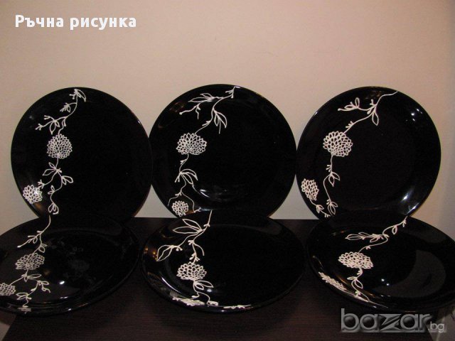 Налични комплект чинии в черно и бяло, снимка 3 - Други - 15900836
