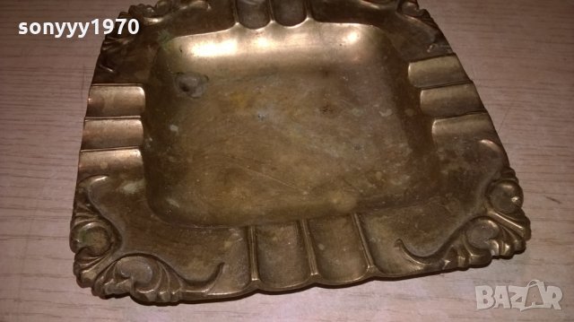 поръчан-ретро пепелник-мед/месинг-15х15х2см-внос швеицария, снимка 3 - Колекции - 22535534