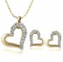 Комплект "Сърце с кристали" златисто, снимка 1 - Бижутерийни комплекти - 16219291