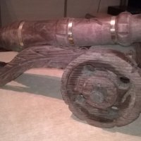 оръдие-топ-дърво и месинг-52х27х25см-внос швеицария, снимка 1 - Антикварни и старинни предмети - 23741780