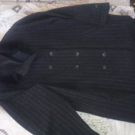 Дамско черна палто” M & S Mode „на елегантни тънки райета с мъхеста яка., снимка 4 - Палта, манта - 18193673