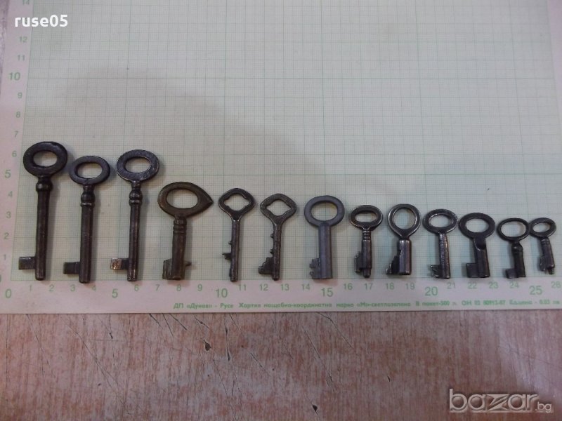 Лот от 13 бр. стари ключета за ключалки, снимка 1