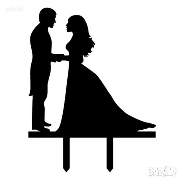 Хванати близко младоженци черен пластмасов топер украса табела за сватбена сватба торта, снимка 1