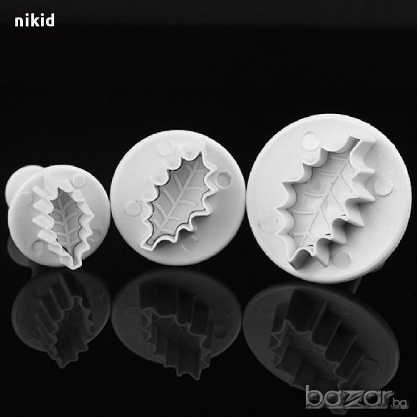 резци остри листа имел имели 3 бр бутало форми за украса декорация тесто фондан торта шоколад и др., снимка 1