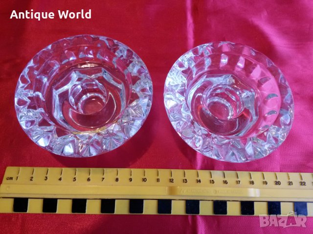 Комплект Свещници от Кристално Стъкло, снимка 5 - Антикварни и старинни предмети - 24894190