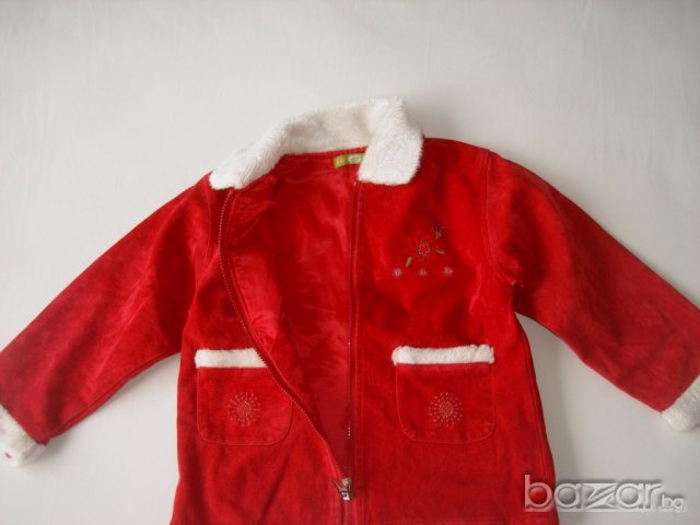 Красиво червено палто за момиче ,104 см.  , снимка 5 - Детски якета и елеци - 16390667