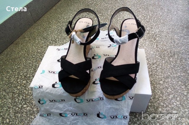 Дамски обувки / летни сандали VLOD, оригинал, платформа, нови, с кутия, черни с беж, снимка 3 - Сандали - 18443345