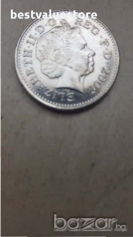 Монета 10 Английски Пенса 2002г. / 2002 20 UK Pence Coin KM# 989, снимка 3 - Нумизматика и бонистика - 15364773