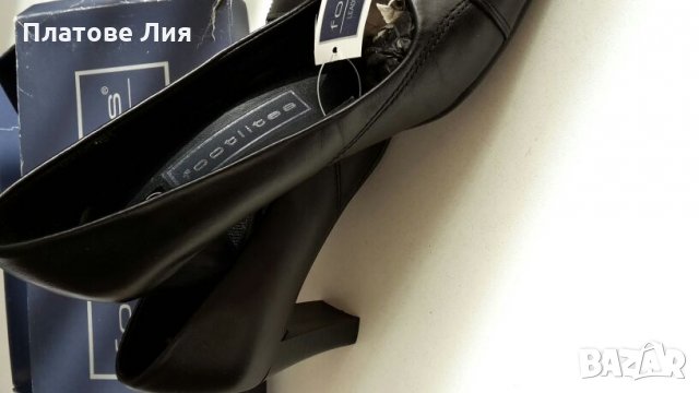 Стилни черни обувки от естествена кожа, снимка 2 - Дамски обувки на ток - 21929554