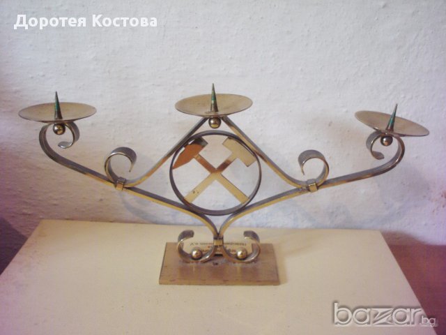 Стар бронзов свещник от Германия, снимка 4 - Антикварни и старинни предмети - 14413532