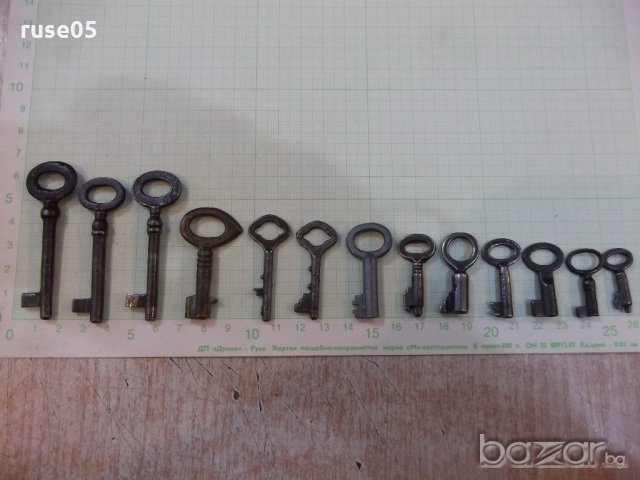Лот от 13 бр. стари ключета за ключалки, снимка 1 - Други ценни предмети - 19956108