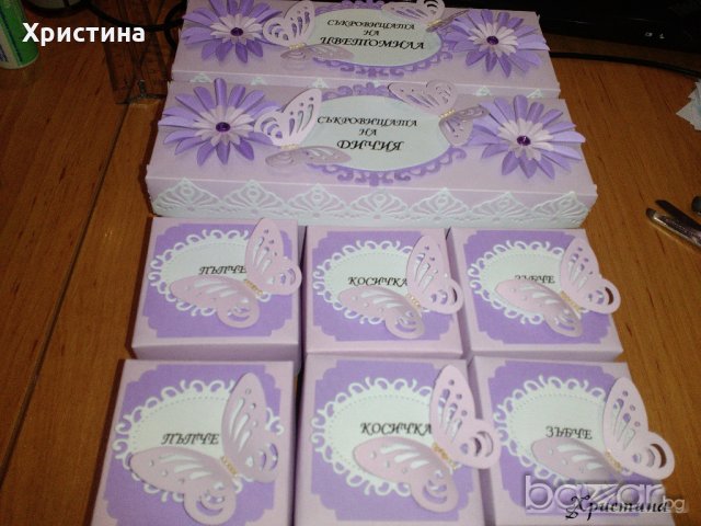 Кутии за бебешки съкворища за момиче в лилаво, с пеперуди, снимка 3 - Други - 20223942