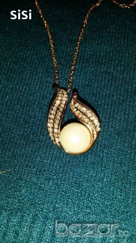 Колие с перла + подаръчна торбичка, снимка 5 - Колиета, медальони, синджири - 17152546