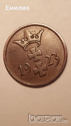 DANZIG 1 PFENNING 1923 SCARCE COIN, снимка 1 - Нумизматика и бонистика - 19839951