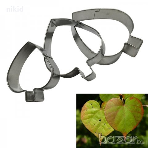 3 бр сърцевидни листа Пеперомия метални резци форми за направа на украса декорация торта фондан