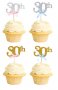 30th 30 години мек сребрист златист брокатен топер с панделка на клечка за украса мъфин торта рожден, снимка 1 - Други - 24196277