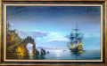 ’’Лунна нощ’’, морски пейзаж с кораб, картина, снимка 1 - Картини - 21395860