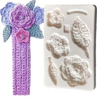 Имитация плетени цветя и листа релеф силиконов молд форма за украса декорация фондан торта мъфин, снимка 1 - Форми - 20926334