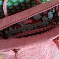 Розова чанта, естествена кожа, Domo, коралова, средна, като нова, снимка 4 - Чанти - 9466225