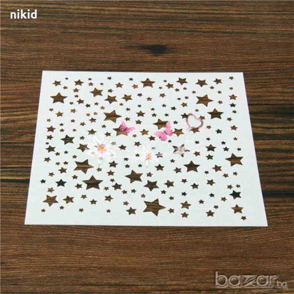 ситни едри звезди звездички стенсил шаблон за спрей за торта украса кекс декорация с пудра захар боя, снимка 1