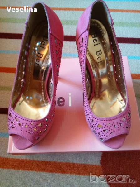 Обувки на висок ток- розови, снимка 1