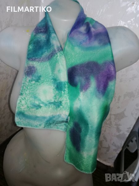 Ръчно рисувано копринено  фишу "Тюркоаз", снимка 1