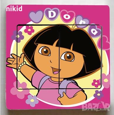 Дора розов  фон стикер контакт ключ на лампа копчето за детска стая, снимка 1