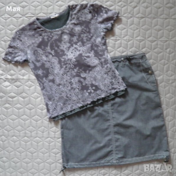 Дамски сет ефектна тениска и пола S/М, снимка 1