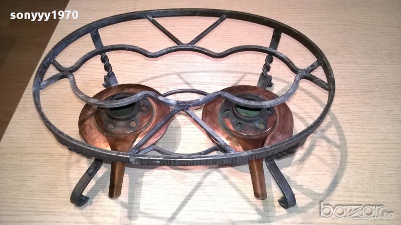 Ретро котлон за ФОНДЮ с два спиртника-30/11/23см-внос швеицария, снимка 1