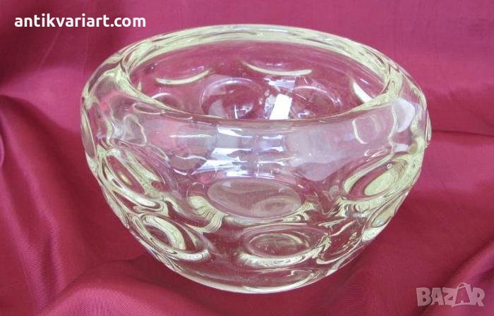 19 век Кристално Стъкло много масивна Купа, Ваза, снимка 1