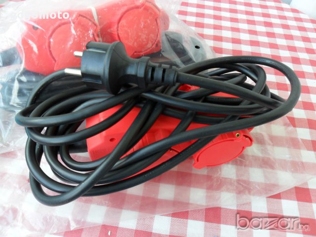  Разклонител ВЛАГОЗАЩИТЕН, удължител НОВ, универсален, 4 бр. контакти и 5 м. ИСТИНСКИ ГУМИРАН кабел, снимка 7 - Други стоки за дома - 12238383
