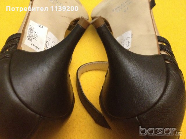 41 San Marina черни луксозни италиански обувки естествена кожа с ток, снимка 15 - Дамски обувки на ток - 20867001