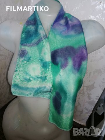 Ръчно рисувано копринено  фишу "Тюркоаз"