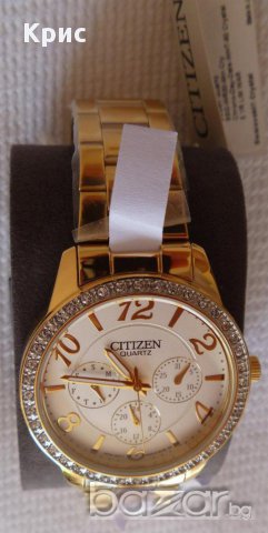 Нов ! Ръчен часовник Цитизен Сваровски Златен цвят, Citizen Swarovski Gold ToneED8122-59A, снимка 5 - Дамски - 12154134