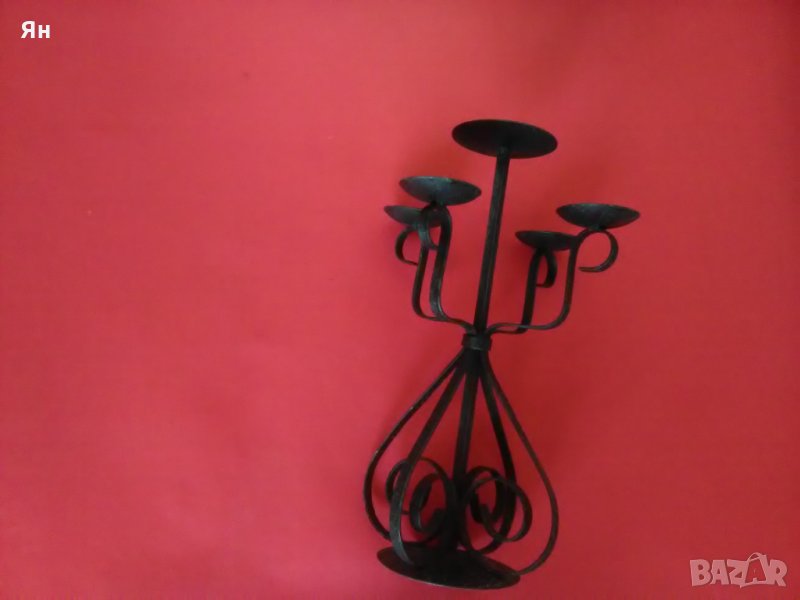 Английски Стар Ретро Метален Свещник-5 Свещи-39см, снимка 1