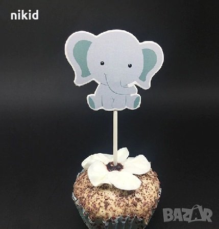 10 бр слон слонче картонени топер клечки украса декор за мъфини кексчета