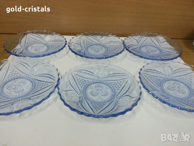  чинии синьо стъкло, снимка 2 - Антикварни и старинни предмети - 22342938