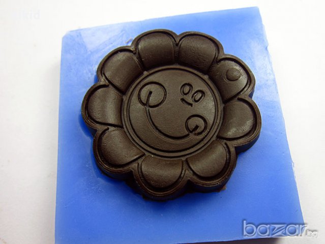 усмихнато слънчево цвете слънце силиконова форма молд  фондан украса торта декорация мъфини шоколад