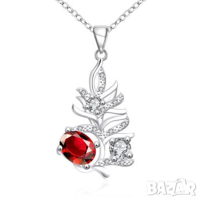 Колие с червен гранат, снимка 2 - Колиета, медальони, синджири - 25428242