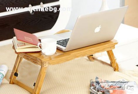 Бамбукова масичка за лаптоп с охладител, снимка 7 - Лаптоп аксесоари - 10225310